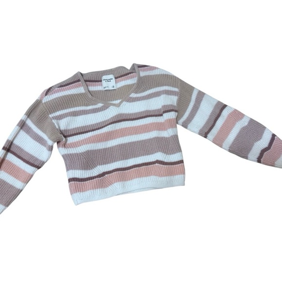 Abercrombie & Fitch V-Neck Sweater - Pink, Brown, Cream - Picture 3 of 6